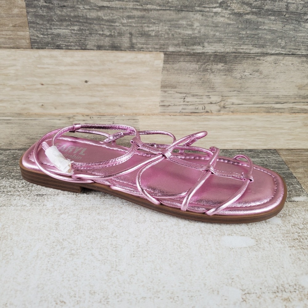 Faryl by Farylrobin Calli Womens Strappy Sandals 6.5 M Metallic Pink Leather